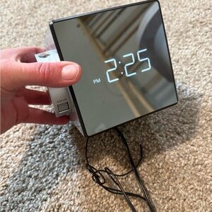 Digital Mirror Alarm Clock with Projector - Black/Silver